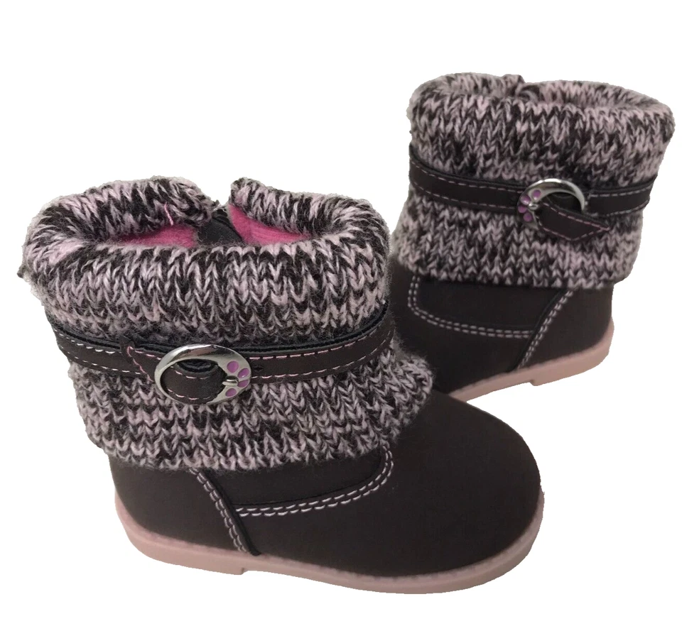 Rugged Bear Toddler's Girl's Comfort Warm Zip Up Boots Brown/Pink Size:4 127X - Image 1 of 4