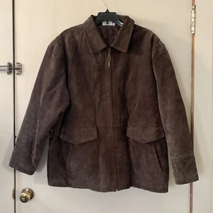 Made Exclusively for HBO Suede Leather Jacket Mens Size XXL 2XL Brown Zip Up Use - Picture 1 of 11
