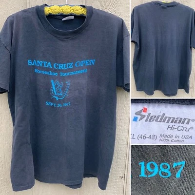Camiseta vintage Santa Cruz Open Horseshoe Tournament 26 de septiembre 1987 talla XL AÑOS 80  Foto 1 de 4