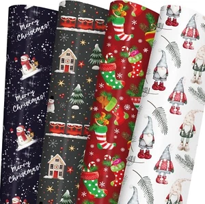 6 Jumbo Christmas Gift Wrapping Paper Roll Xmas Wrap For Holiday - Picture 1 of 12