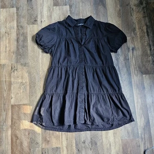 Derek Heart Black Tiered Button-Front Poplin Dress – Youth Size Large (12 yrs) - Picture 1 of 9