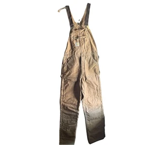 CAEHARTT BIBB OVERALLS 32X36 RN#14806 BROWN QUILTED - Picture 1 of 15