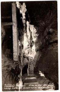 Postal antigua de Branson, MO Missouri RPPC, Fairy Cave, estalactita Truman Powell - Imagen 1 de 2