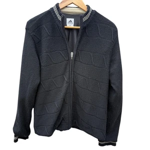 Vintage Adidas schwarz Wolle Nylon strukturiertes Muster Reißverschluss Jacke Größe Small - Bild 1 von 5