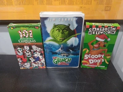 Christmas VHS Lot Grinch, Scooby, 101 Dalmations Christmas  Foto 1 de 4