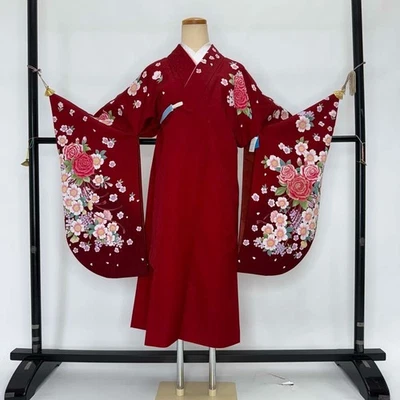 kofurisde kimono japonés kimono hakama chica nisyakusode L tamaño rojo 4535 - Imagen 1 de 4