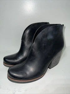Korks Leder Stiefeletten Bootie Damen Gr. 8 M Q34203 Blockabsatz Reißverschluss hinten - Bild 1 von 12