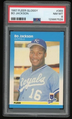 1987 Fleer Glossy #369 - Bo Jackson - PSA 8 - Image 1 of 2