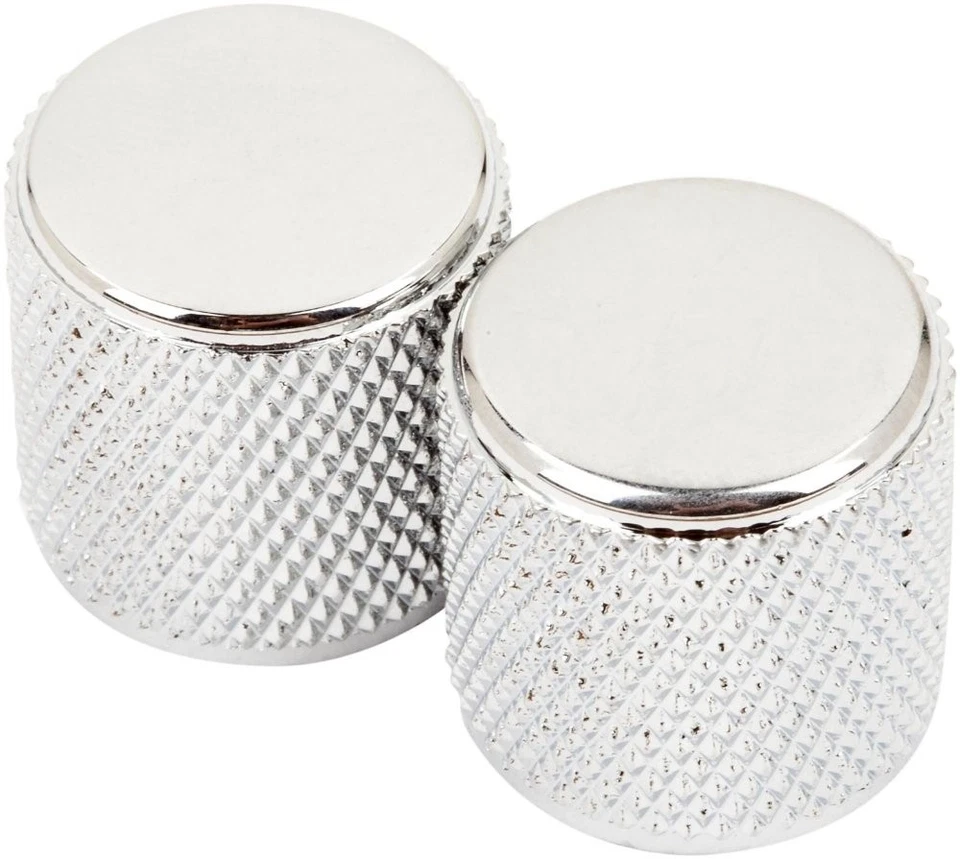 Genuine Fender Tele Telecaster/P-Bass Chrome Metal Guitar Barrel Knobs (2) - Image 1 of 1