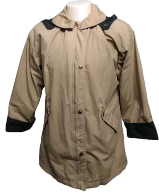 Abrigo Misty Harbor para mujer talla pequeña capucha extraíble cremallera completa bolsillos cubiertos a presión Foto 1 de 4