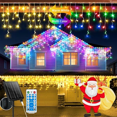 Solar Icicle Lights for outside 66+16Ft 660LED Christmas Lights Outdoor Decorati - Image 1 of 4