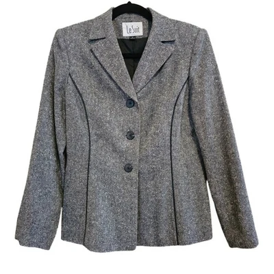 Blazer Le Suit para mujer talla 6 gris tweed carrera negocios oficina trabajo Foto 1 de 4