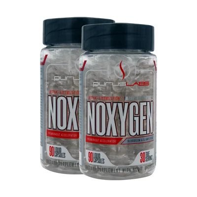 Purus Noxygen (2 Bottles) Pre-Workout Accelerator for Max Pump, 180 Liquid Caps - Image 1 of 4