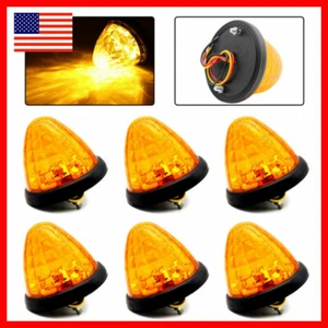 6PCS Amber Round LED Side Marker Beehive Cone Lights for Peterbilt Truck Trailer - Picture 1 of 6