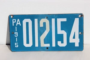 1915 Pennsylvania  Motorcycle  license plate Porcelain  012154 - Picture 1 of 2
