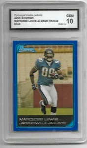 Green Bay Packers Marcedes Lewis Bowman cromo azul/500 RC 2006 grado PGA gema 10 - Imagen 1 de 2