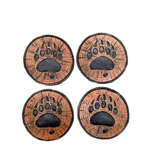 Black Bear Paw Print Coaster Set | Set of 4 - Picture 1 of 3