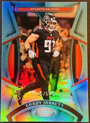 2023 Panini Certified #7 GRADY JARRETT 'MIRROR TEAL' SP CARD #d /50 - Image 1 of 2