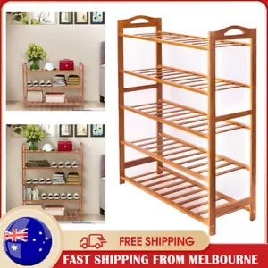 3-4-5 Tier Bamboo Shoe Rack Organiser Cabinet Storage Wooden Shelf Stand Shelves - Picture 1 of 13