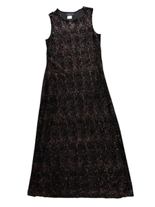 Vtg Velvet Sparkle Black Glitter Y2K 90’s Maxi Dress Prom Formal Party Cocktail - Picture 1 of 6