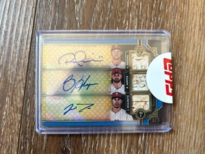 Harper Hoskins Realmuto 2022 Triple Threads Auto Base Logo Patch Relic #'d 3/3