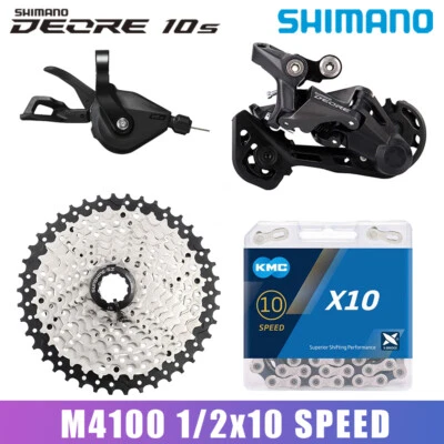 Shimano Deore M4100 10 Speed MTB Groupset Shift M4120 M5120 Derailleur KMC Chain - image 1 of 4