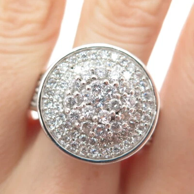 925 Sterling Silver Round-Cut C Z Statement Ring Size 9.25 - Image 1 of 4