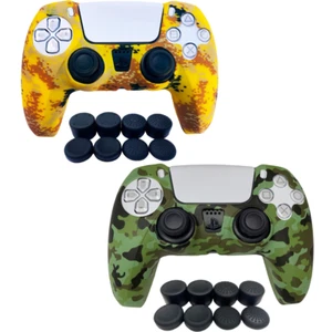 PS5 Controller Skin | Silicone Protector Cover Skin - Camo Yellow/Camo Green 2PK - Picture 1 of 3
