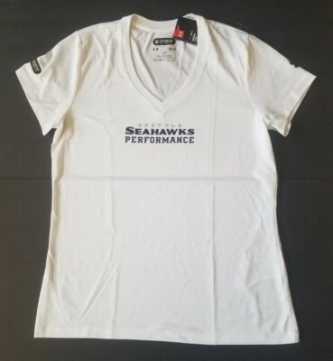 Under Armour Heat Gear Mujer NUEVA con Etiquetas Seattle Seahawks Camisa Blanca Talla M Foto 1 de 4