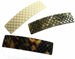 Französische Amie Beau Criss Cross Handarbeit Haarspange Automatik Haarspange Silber Verschluss - Bild 1 von 15