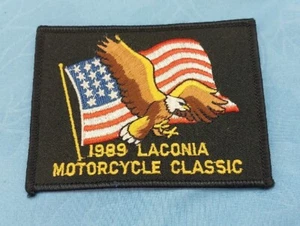 Laconia 1989 Motorcycle Classic Rally Patch Eagle bandera de EE. UU. 4"" x 3"" nuevo - Imagen 1 de 3