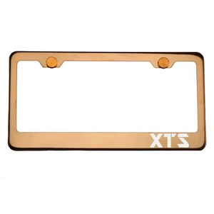 Rose Gold Chrome License Plate Frame XTS Laser Etched Metal Screw Cap - Imagen 1 de 8