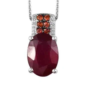 9.75ctw Niassa Ruby (FF) & Multigem Pendant Necklace 20" Platinum Plated - Picture 1 of 7