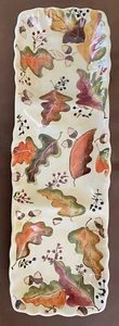 Bandeja para servir rectangular de 3 secciones pintada a mano ZRIKE Harvest hojas de otoño bellotas - Imagen 1 de 7