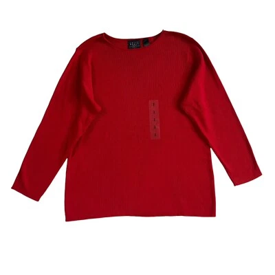 NWT Liz Claiborne Sweater Womens 3X Red Ribbed Knit Camping Hiking Crazy Horse - Image 1 of 4