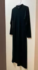 Vintage Dress.com Dark Green Long Sleeve Mock Neck Stretchy Maxi Dress Small - Picture 1 of 6