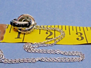 (B2) Brosway Beautiful Italian Double Ring Necklace - Black & Clear Crystals - Picture 1 of 4