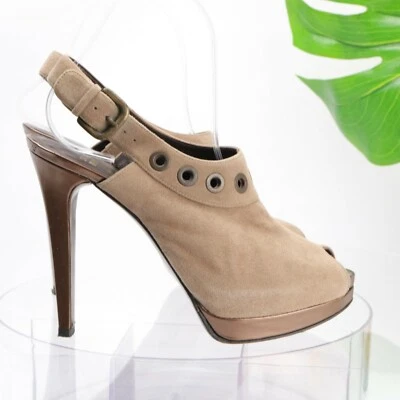 Stuart Weitzman Womens Portside Sandal Size 7 Tan Suede Slingback Platform Heel - Image 1 of 4