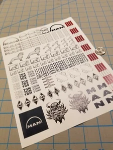 New MAN Trucks Scale Semi Tractor Decals for 1:12/1:14/16 RC Vehicles - Picture 1 of 2