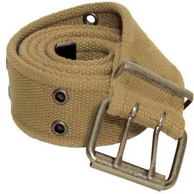 Double Prong Canvas Army Belt, Heavy Duty Military Grommet Two Hole Pistol 1.75" - Image 1 of 2
