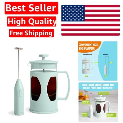 Подарочный набор Aqua френч-пресс и вспениватель молока на 4,5 чашки - идеально подходит для любителей кофе - Изображение 1 из 4