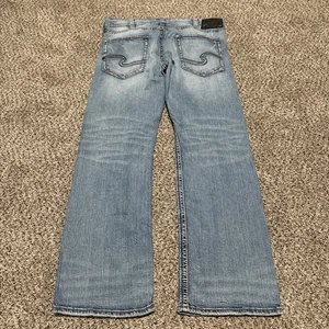 Silver Zac Größe 36 x 32 Herren Distressed Denim blau Jeans 32" Schrittlänge - Bild 1 von 7