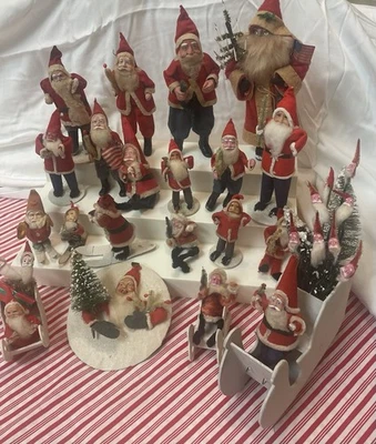 ENORME Lote de 30 De Colección - Papá Noel - Cuerpo de Fieltro - Cara de Arcilla Años 30!! Foto 1 de 4