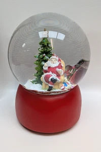 Santa on Chair Coffee & Cake Snow Globe Wind Up Musical Christmas Decoration - Picture 1 of 21
