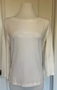 Top/Blusa St John Caviar Crema Paliato Mangas Largas Talla L~ Elegante~ - Imagen 1 de 11