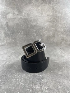 DOLCE & GABBANA DG Logo Buckle Black Leather Italy Y2K Vintage 00s Belt - Picture 1 of 7
