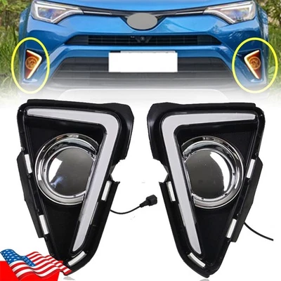 Luz de circulación diurna LED DRL lámpara de conducción para Toyota RAV4 2016-2018 intermitente Foto 1 de 4