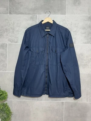 Hugo Boss Jacket Mens Large Navy Harrington Windbreaker Full Zip Lightweight - Image 1 of 4
