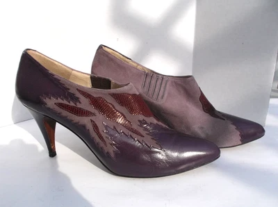 Rosina Ferragamo Schiavone винтаж 1970-е Aubergine фиолетовая кожа 6 1/2 M - Изображение 1 из 4