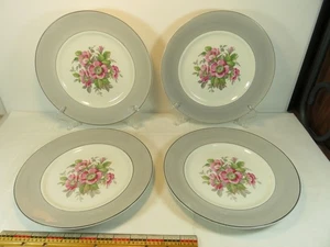 4 platos de cena Royal Swan Wild Rose 9 3/4 pulgadas gris frontera Inglaterra - Imagen 1 de 6